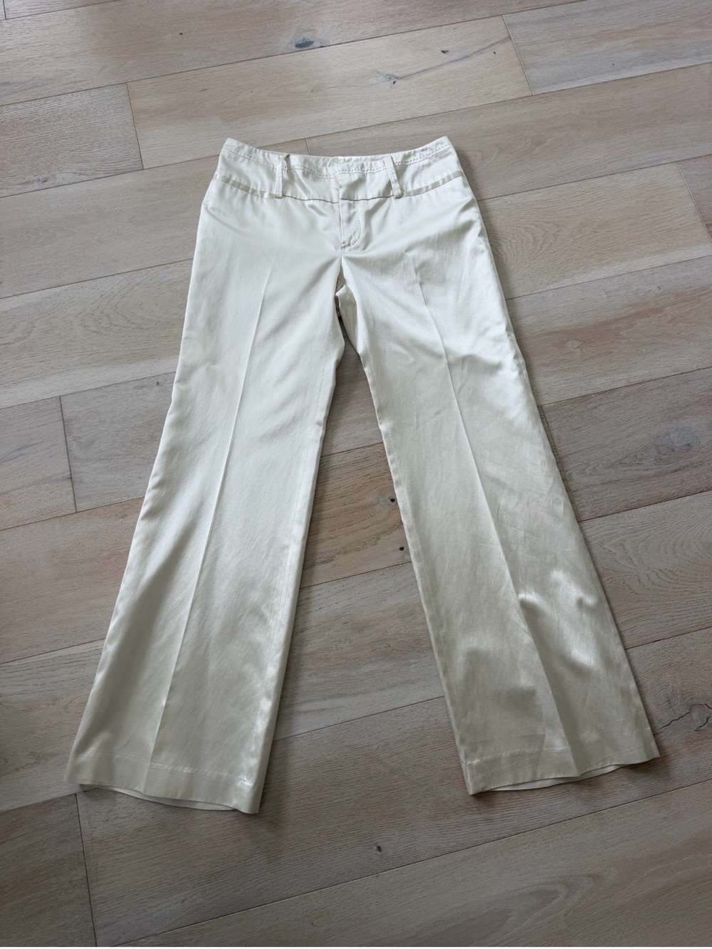 Banana Republic Ryan Fit Silk Ivory Wide-Leg Pants